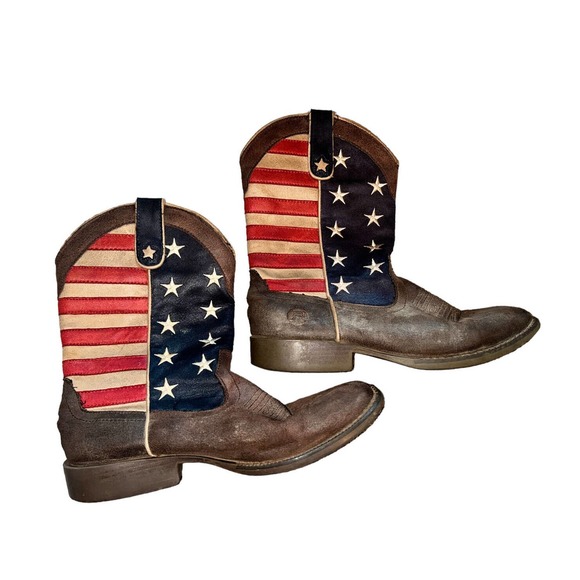 Roper Other - Roper American Flag Mens 8.5 Brown USA Square Toe Stars and Stripes